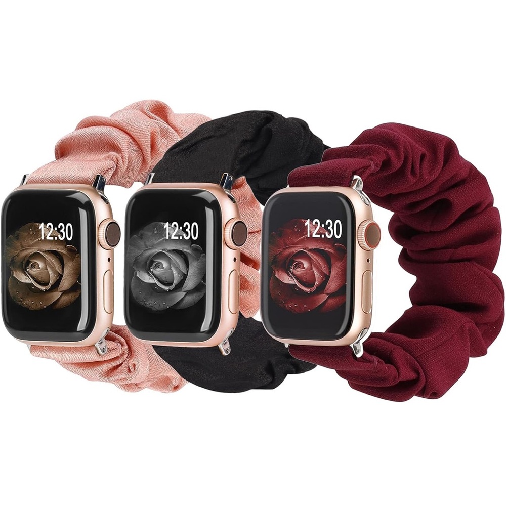 Elegant Scrunchie Watch Bands - Pink, Black, Burgundy